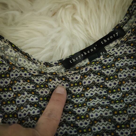 Theyskens' Theory Size XS Top Tomci Silk Print Crew Sleeveless Layered Tank - Picture 8 of 9